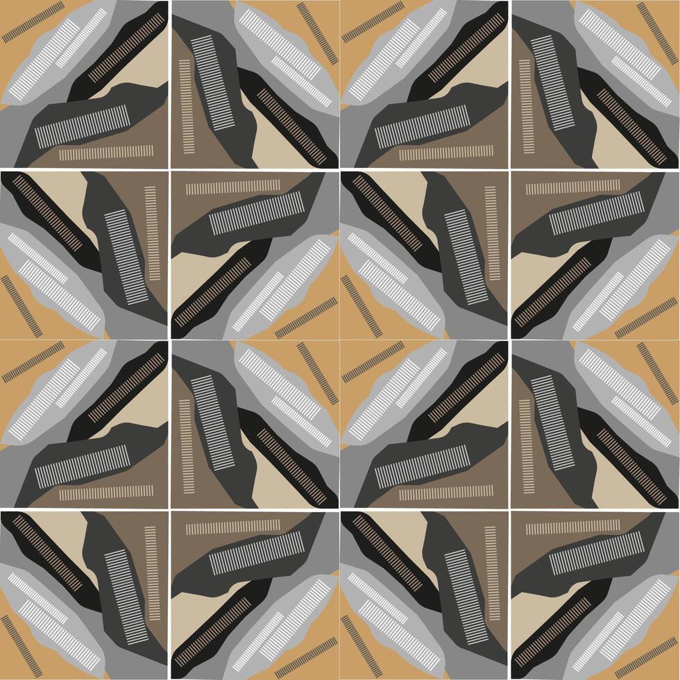 Seamless graphic vector pattern with spots, squares and uniform stripes, abstraction.