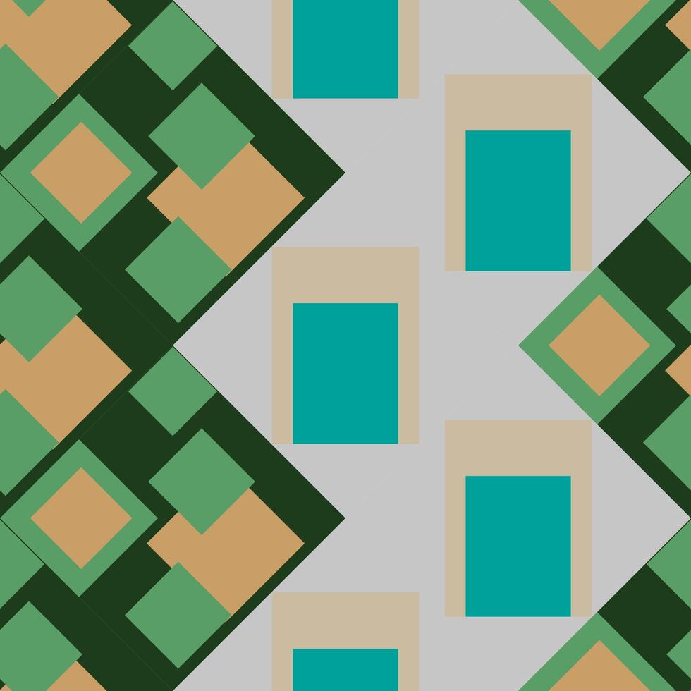Seamless graphic geometric vector pattern consisting of squares and diamonds with contrasting colors