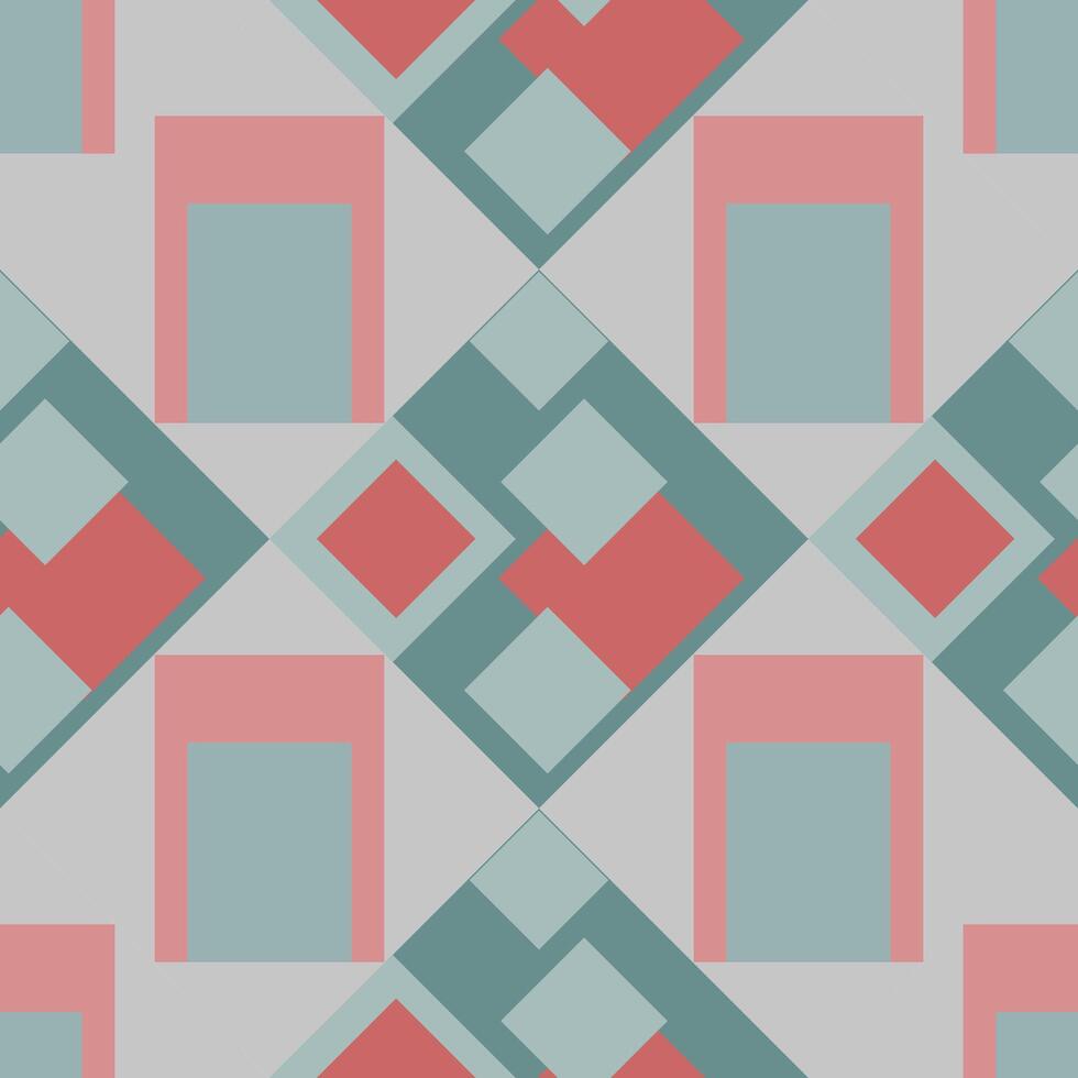 Seamless graphic geometric vector pattern consisting of squares and diamonds with contrasting colors