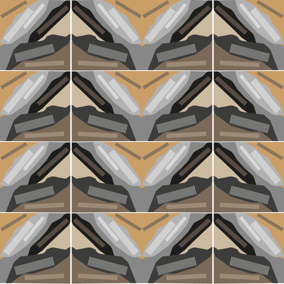 Seamless graphic vector pattern with spots, squares and uniform stripes, abstraction.