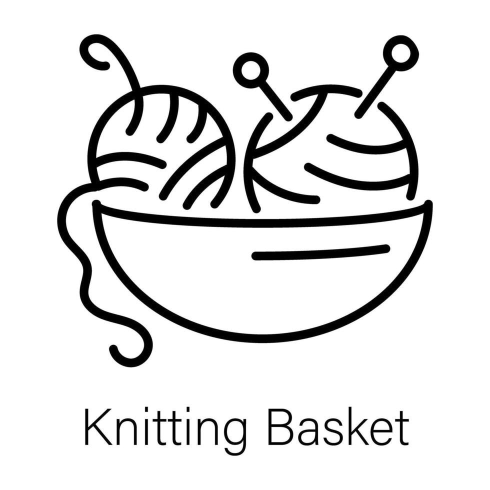 Trendy Knitting Basket vector