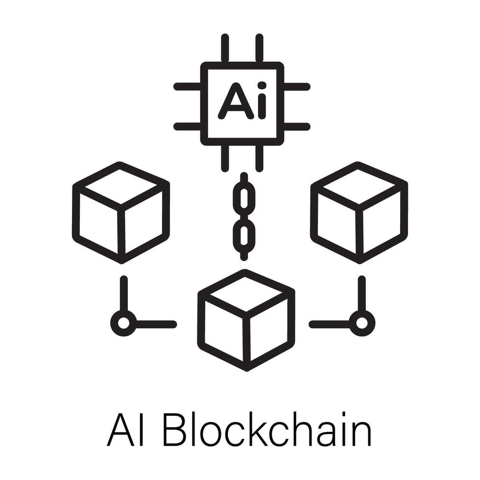 Trendy AI Blockchain vector