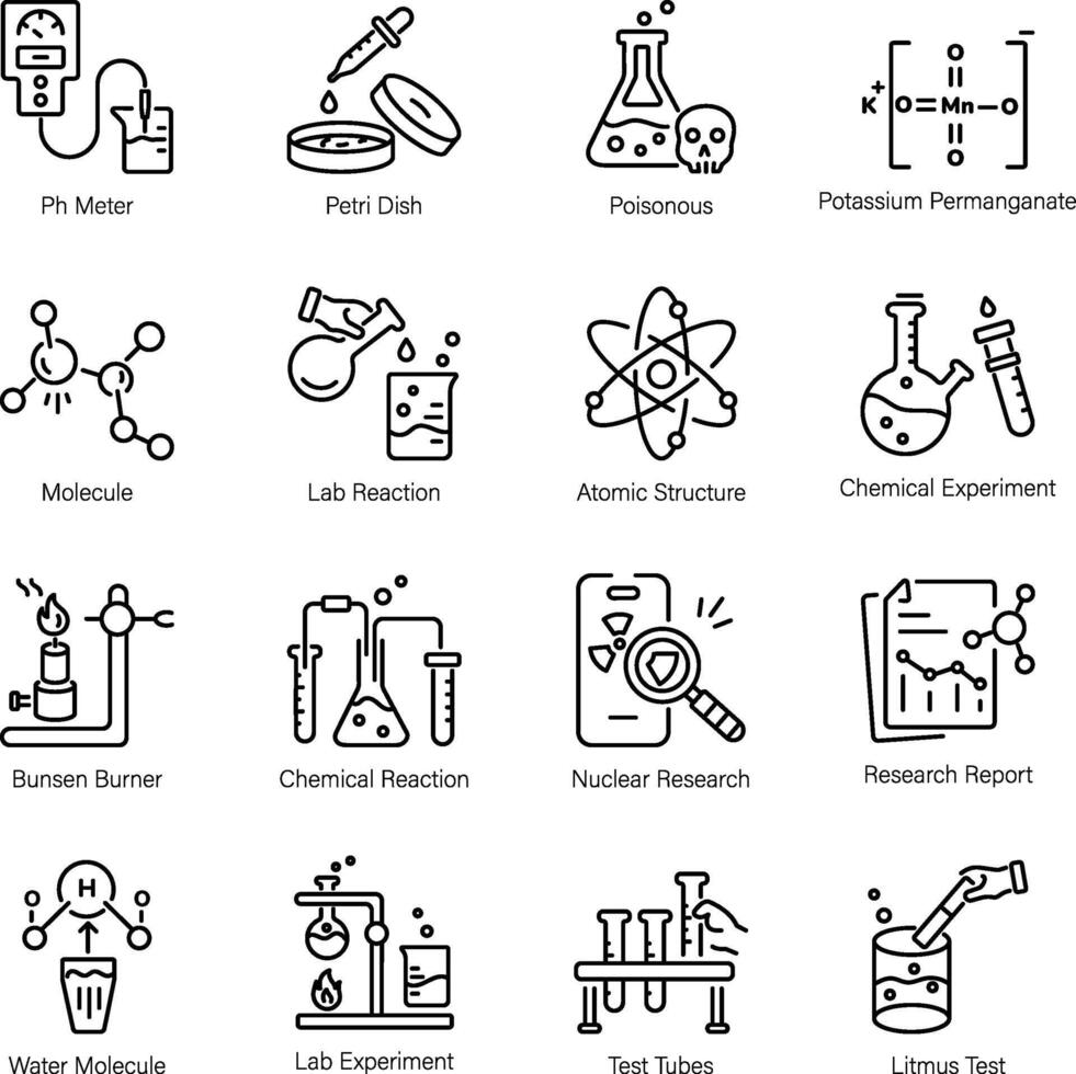 Collection of Chemistry Linear Icons vector