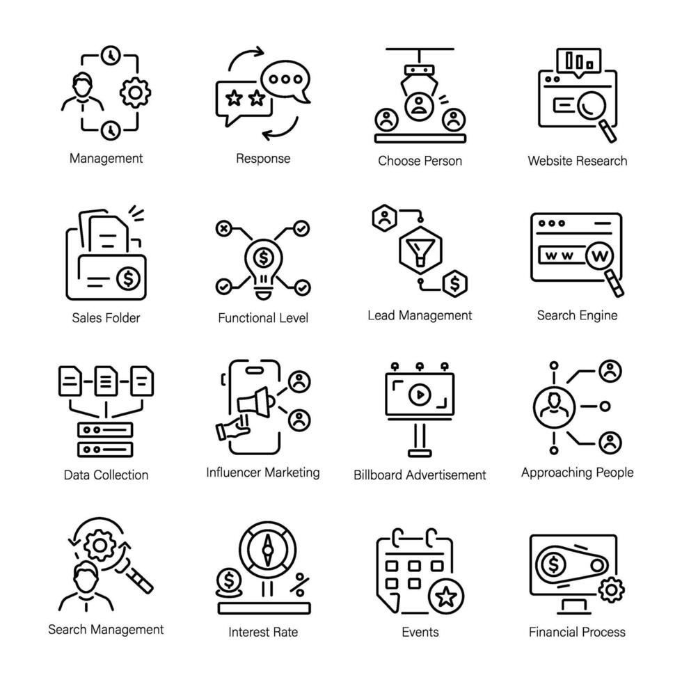Pack of Lead Generation and Marketing Approach Linear Icons vector