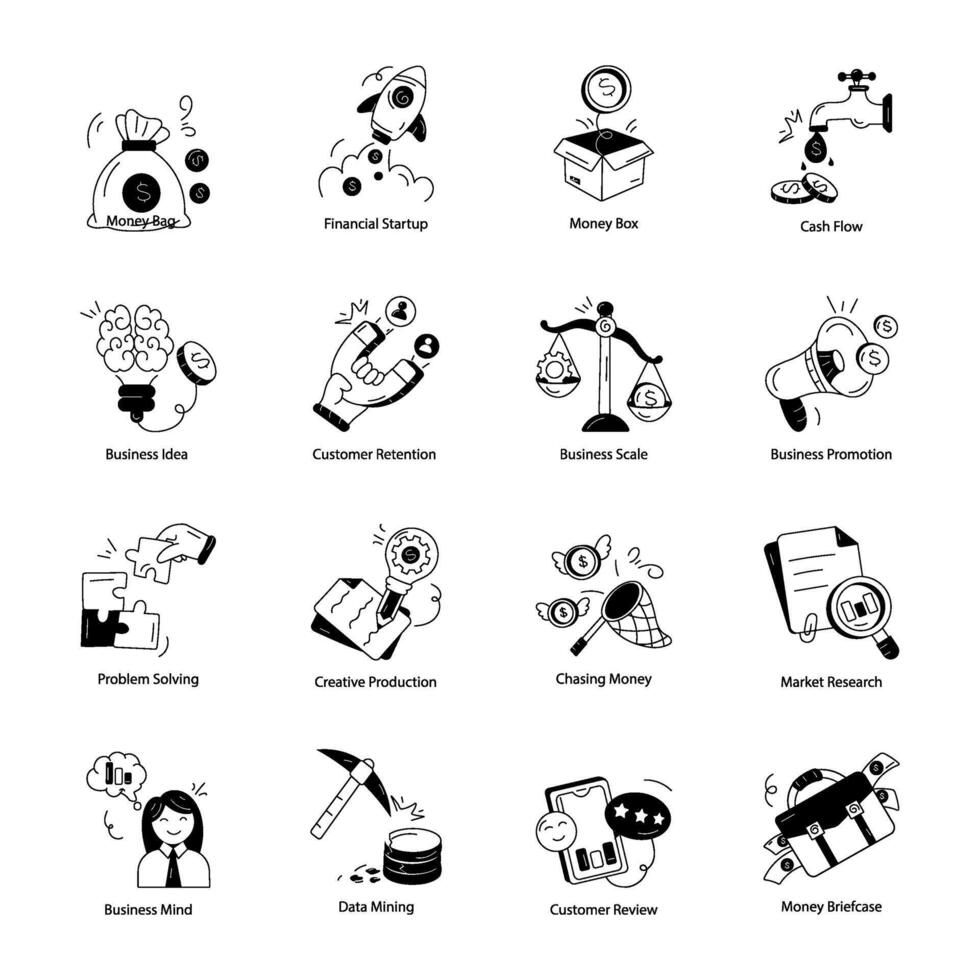 Bundle of Business Startup Linear Icons vector