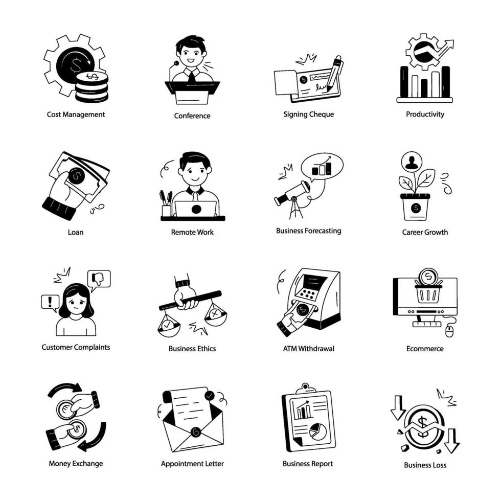 Collection of Business Linear Icons vector