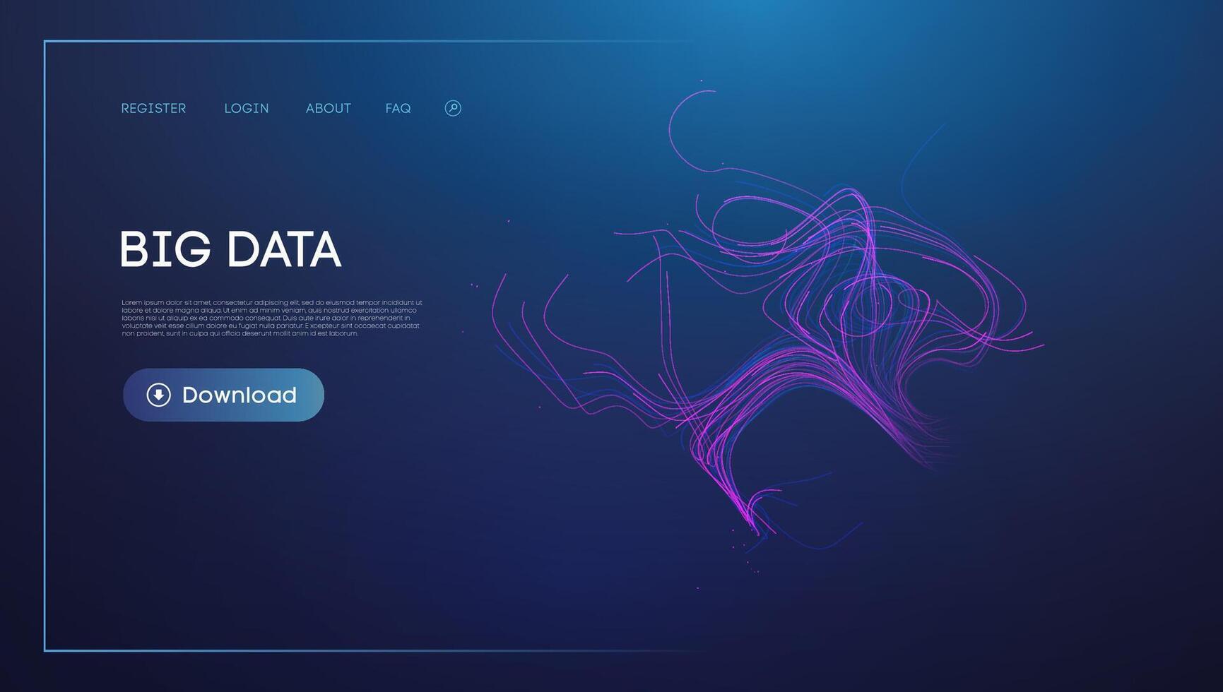 resumen datos corriente visualización en azul con fluido líneas vector