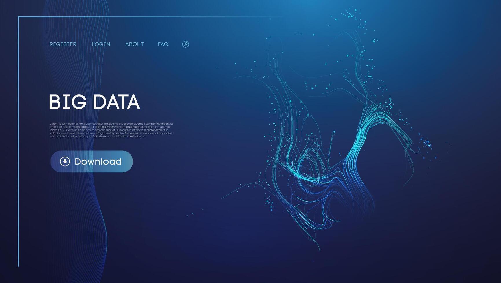 Blue Abstract Big Data Visualization with Light Blue Highlights vector