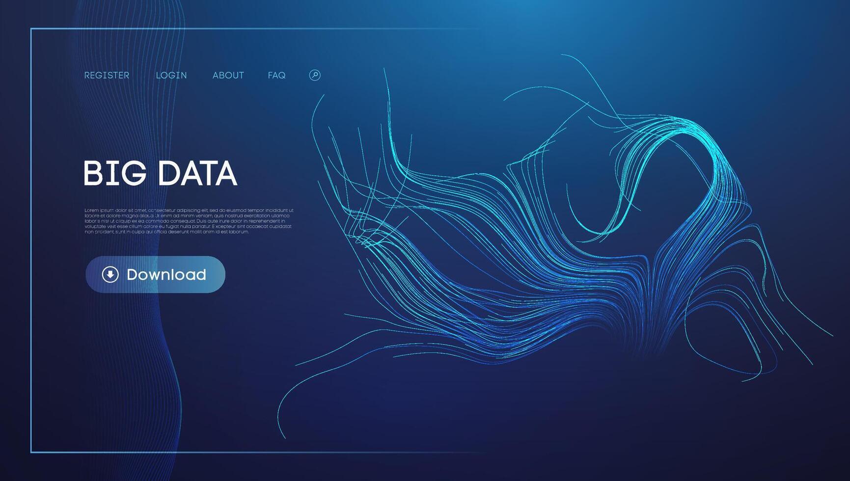 Big Data Download Concept with Blue Swirling Lines Design vector