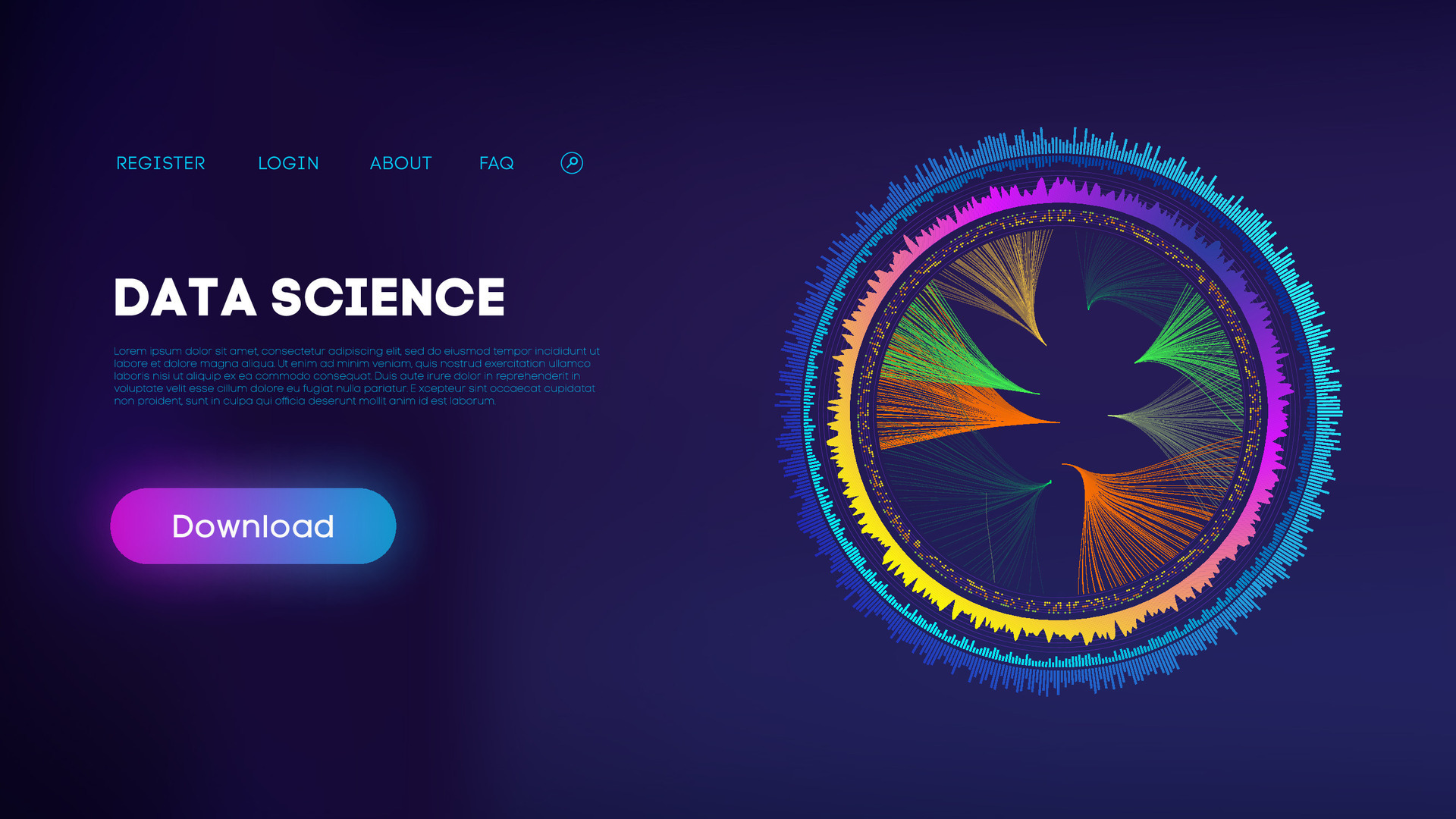 Bright Data Science Visualization on Navy Background 42407700 Vector ...
