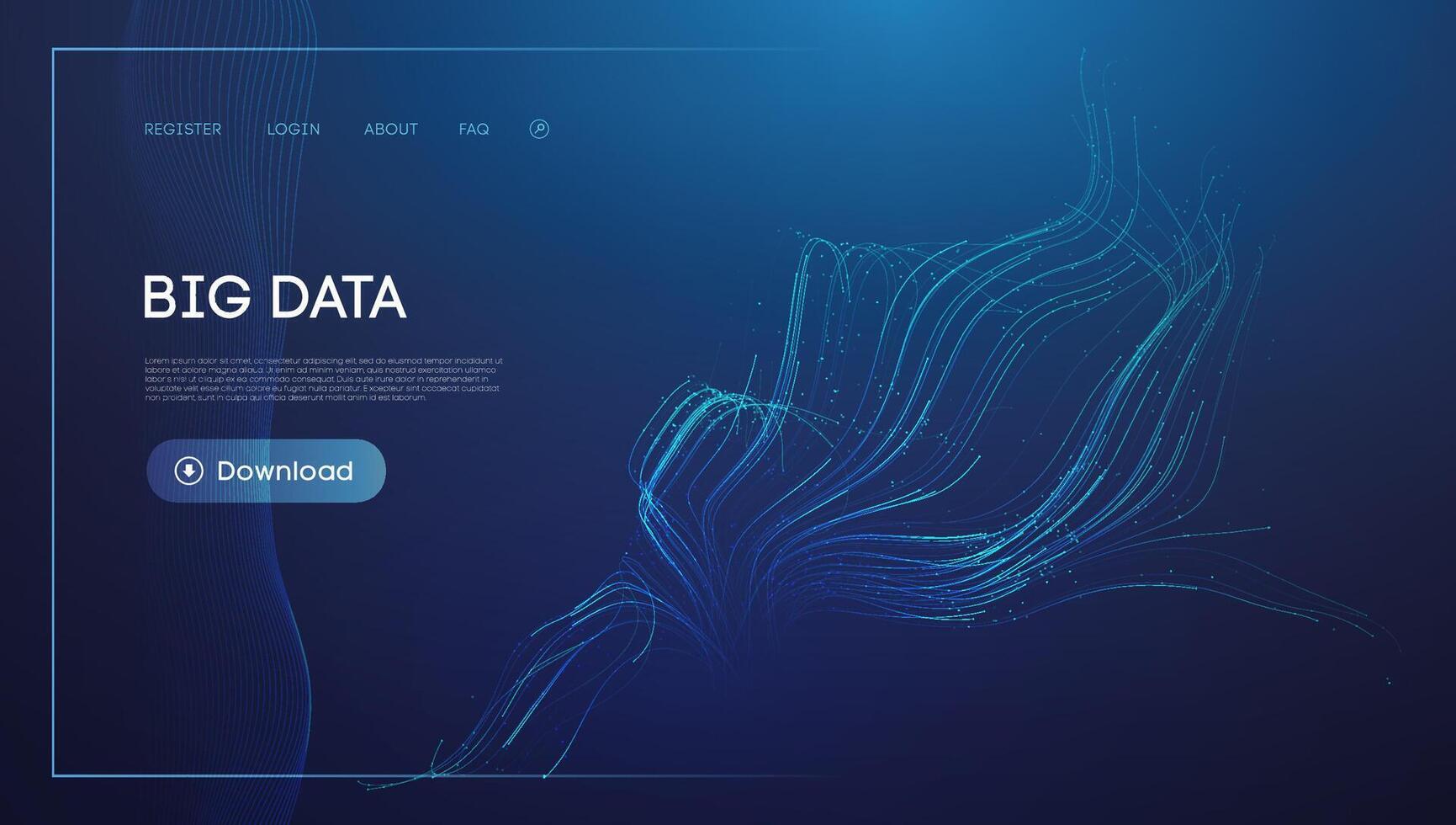 Big Data Download Concept with Blue Swirling Lines Design vector