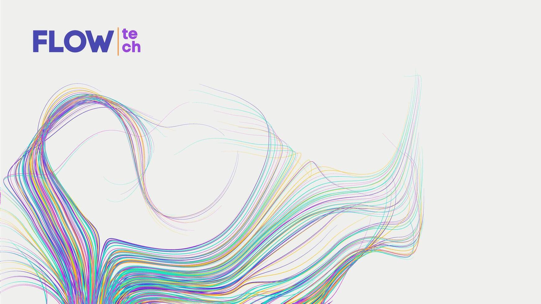 Flow Tech Multicolored Abstract Line Art on White Background vector