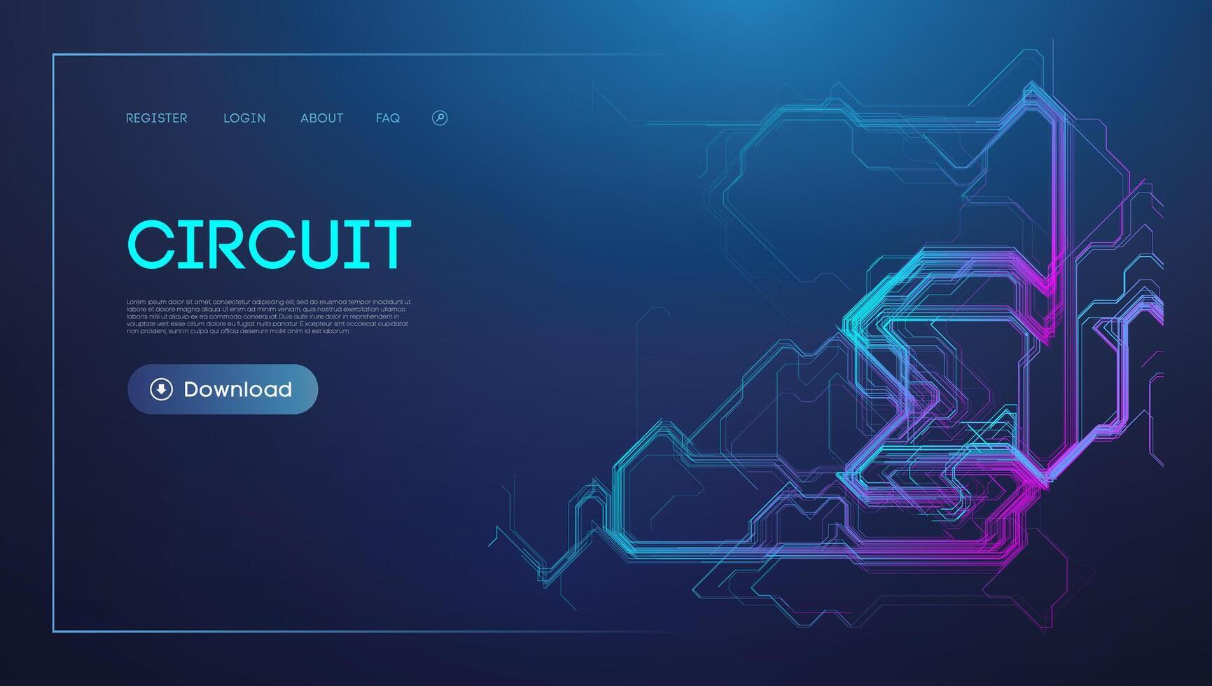 Neon circuit pattern for modern tech background vector