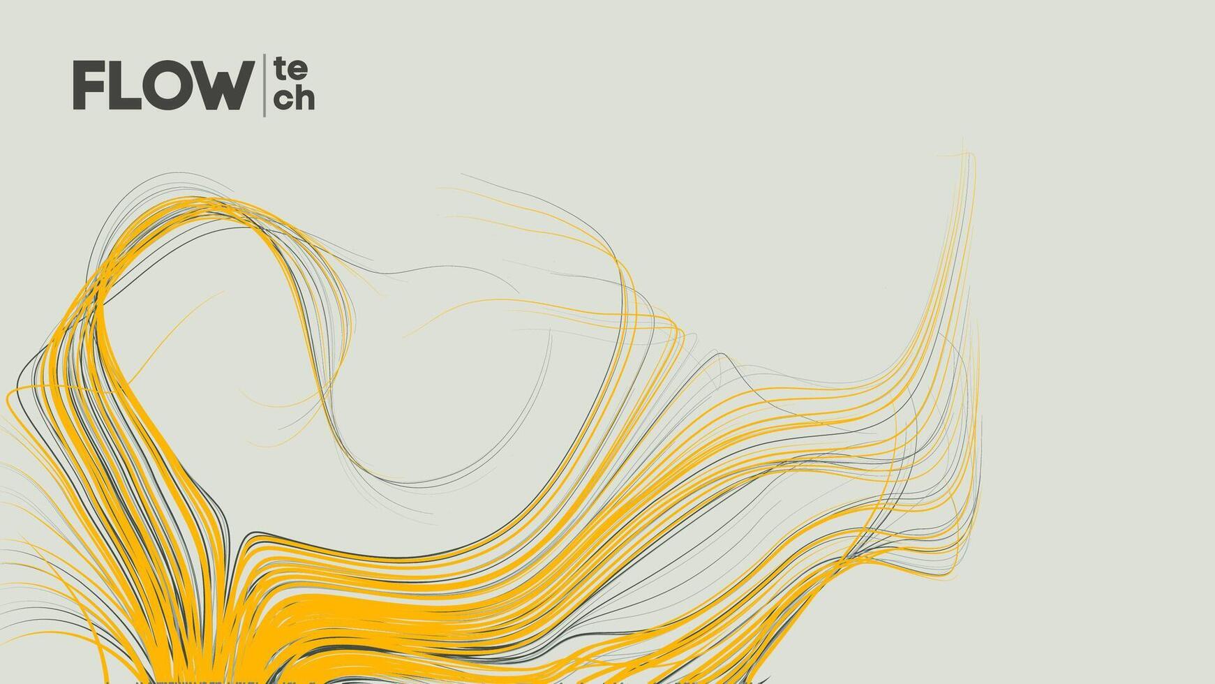 Abstract Yellow and Grey Flowing Lines Design vector