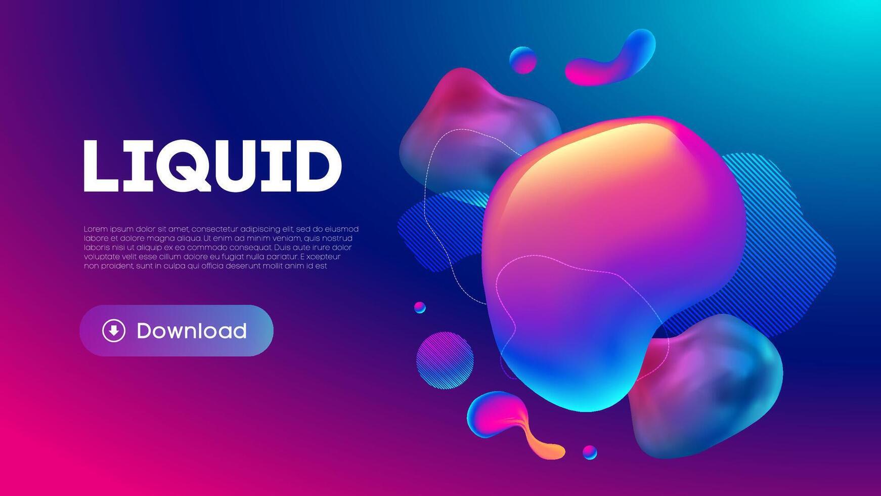 Fluid design graphic elements. Dynamic background with abstract forms and lines. Gradient abstract banner design with flowing liquid shapes. Template for logo design, flyer or presentation. vector