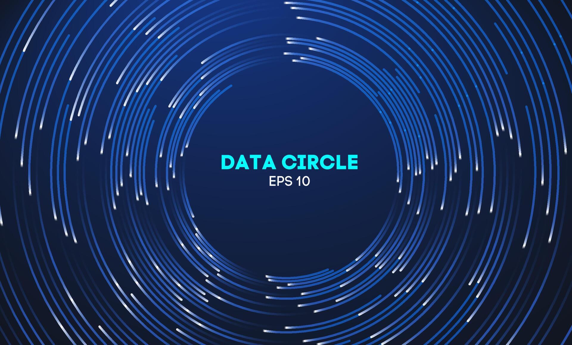 Circular data swirl on dark blue technology background. Hurricane ...