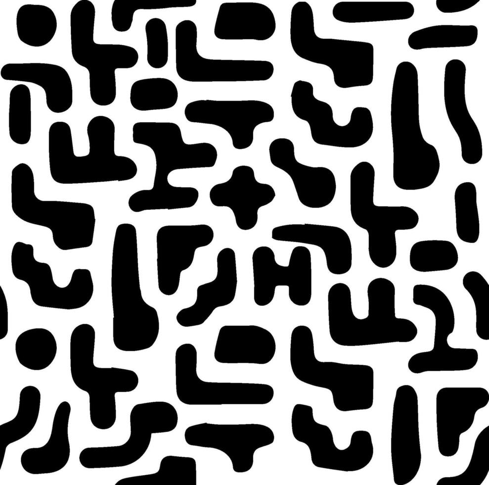 Abstract black shapes on white background pattern vector