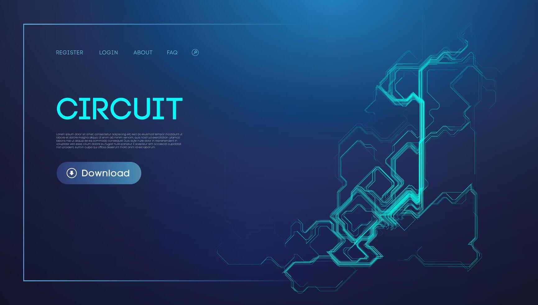 Blue circuit design for technology background vector