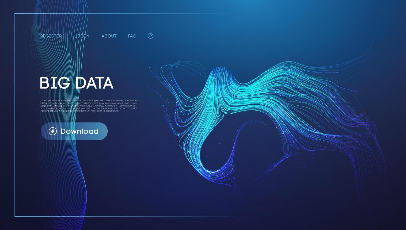 Abstract Data Stream Visualization in Blue with Flowing Lines vector