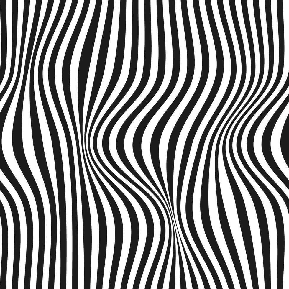 Op art wave seamless pattern. Stripe lines monochrome waves optical illusion distorted pattern. vector