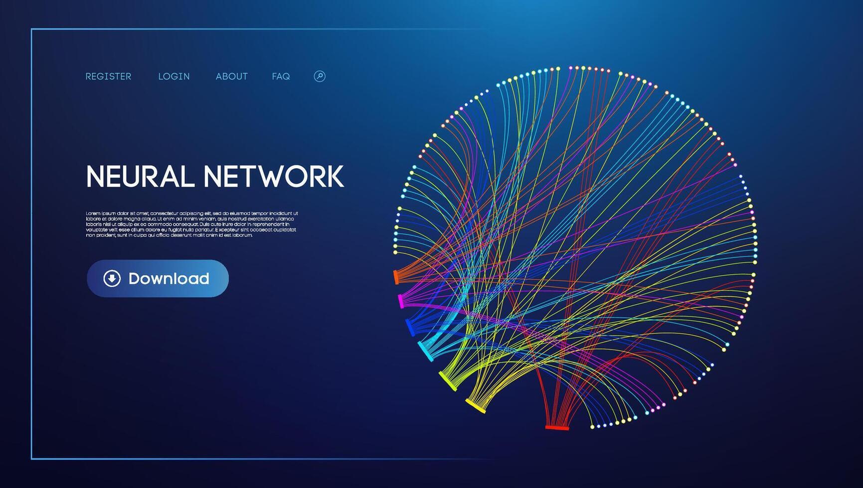 Neural network lines digital technology background. Big data and data science vector