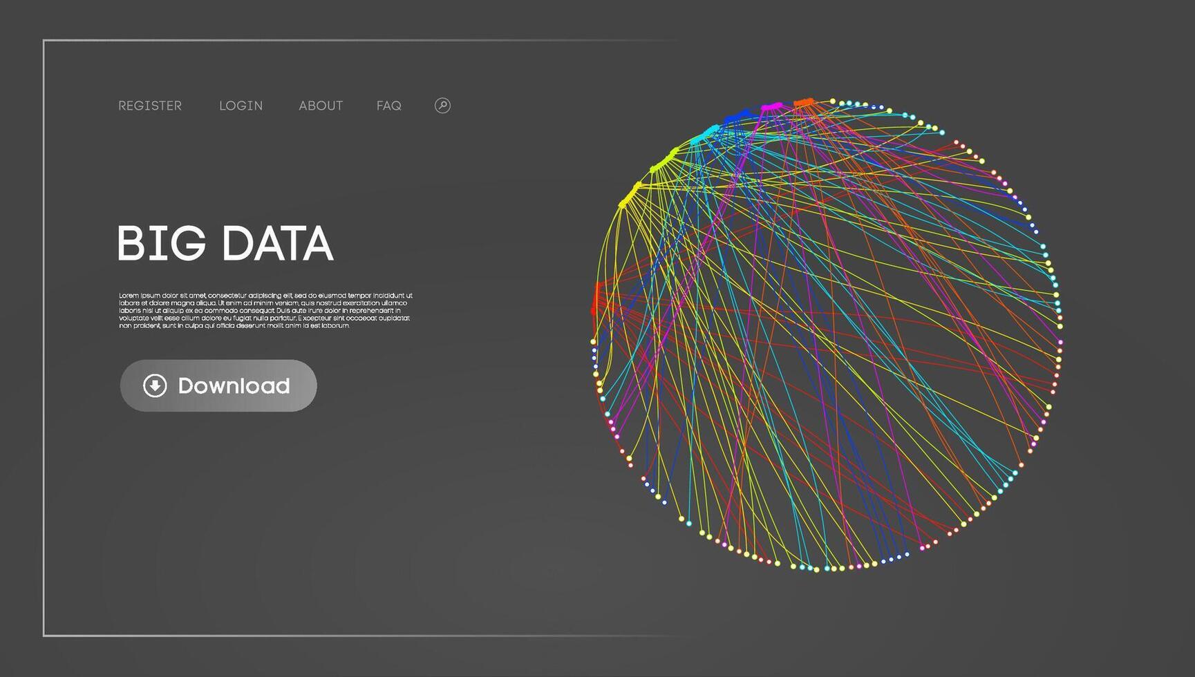 Big Data Circle blockchain technology background. Neural network digital background vector
