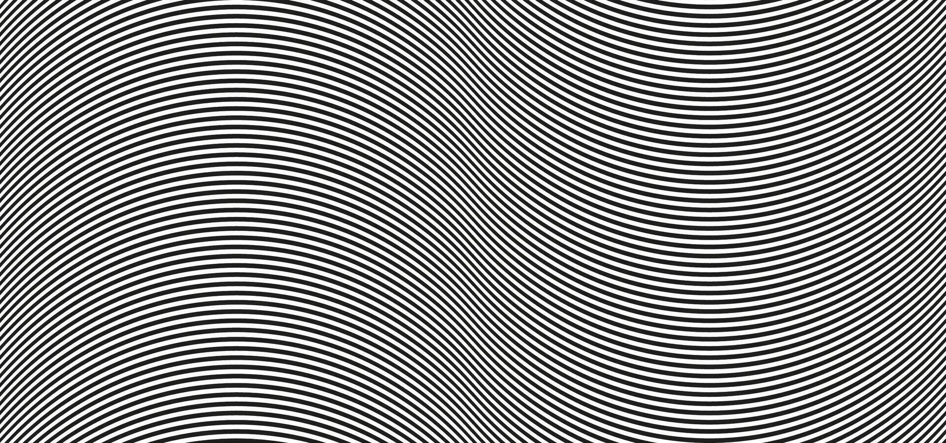 Op art wave seamless pattern. Stripe lines monochrome waves optical illusion distorted pattern. vector