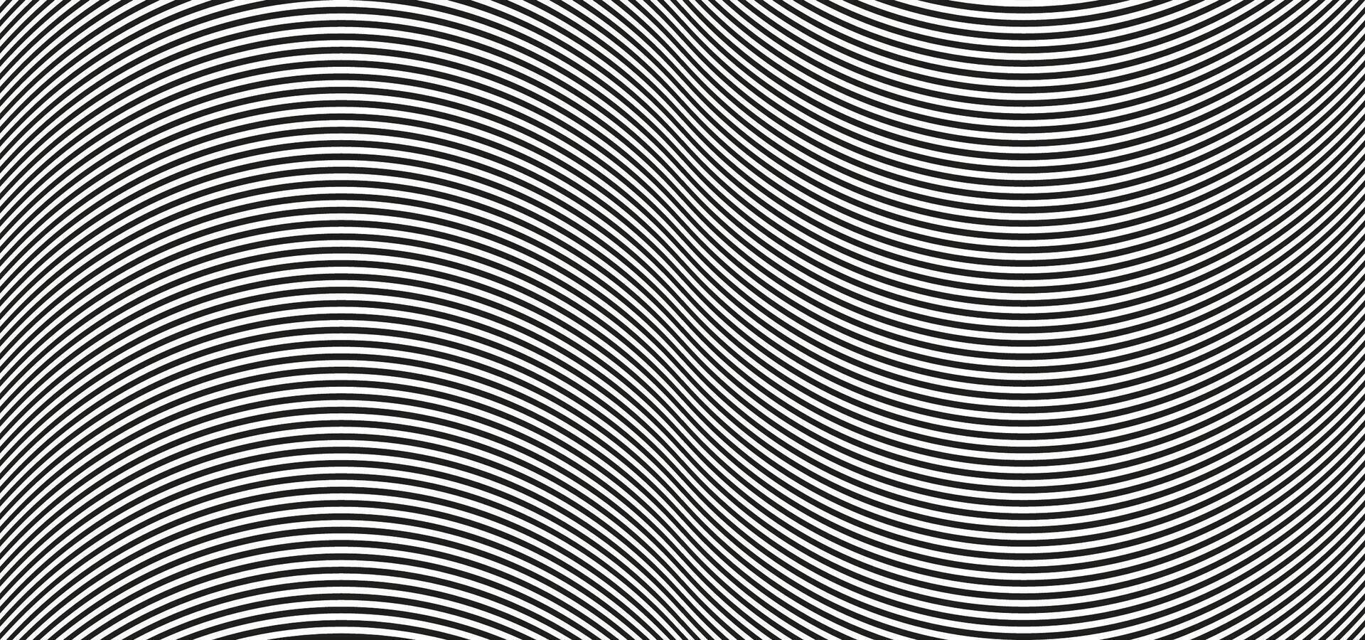 Op art wave seamless pattern. Stripe lines monochrome waves optical illusion distorted pattern. vector