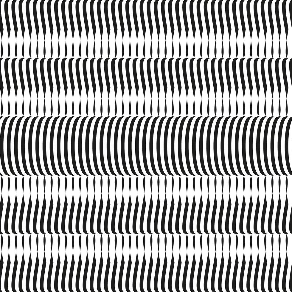 Op art wave seamless pattern. Stripe lines monochrome waves optical illusion distorted pattern. vector