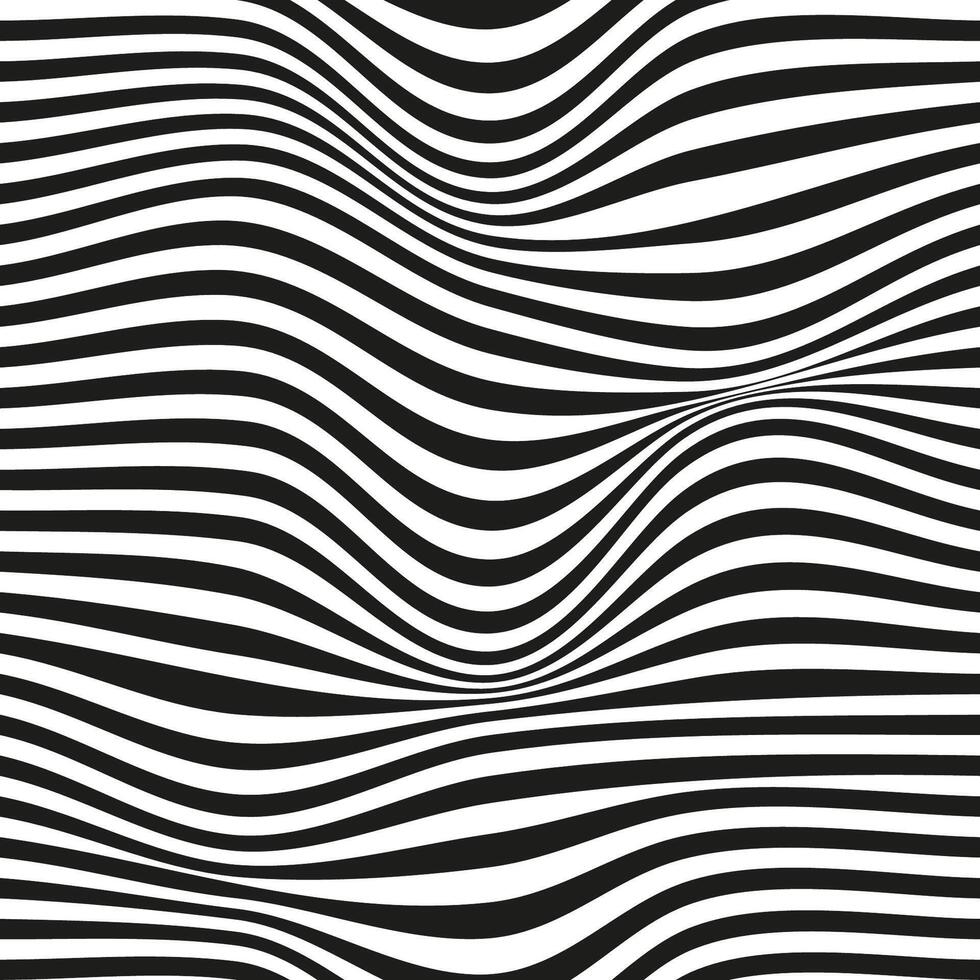 Op art wave seamless pattern. Stripe lines monochrome waves optical illusion distorted pattern. vector