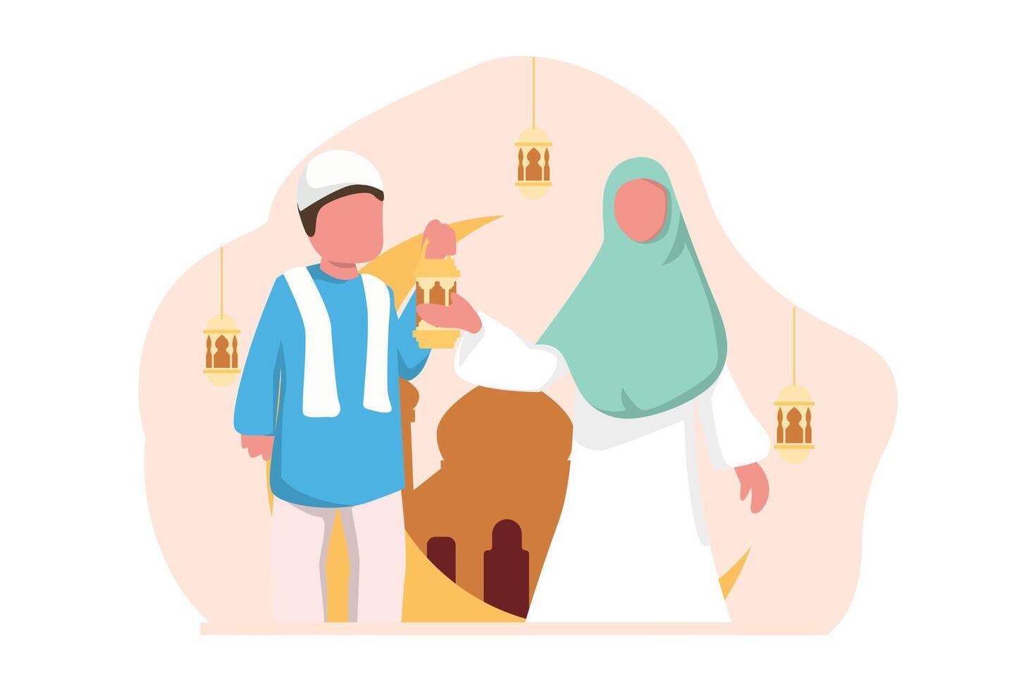 Ramadan Kareem Flat Design Illustration vector