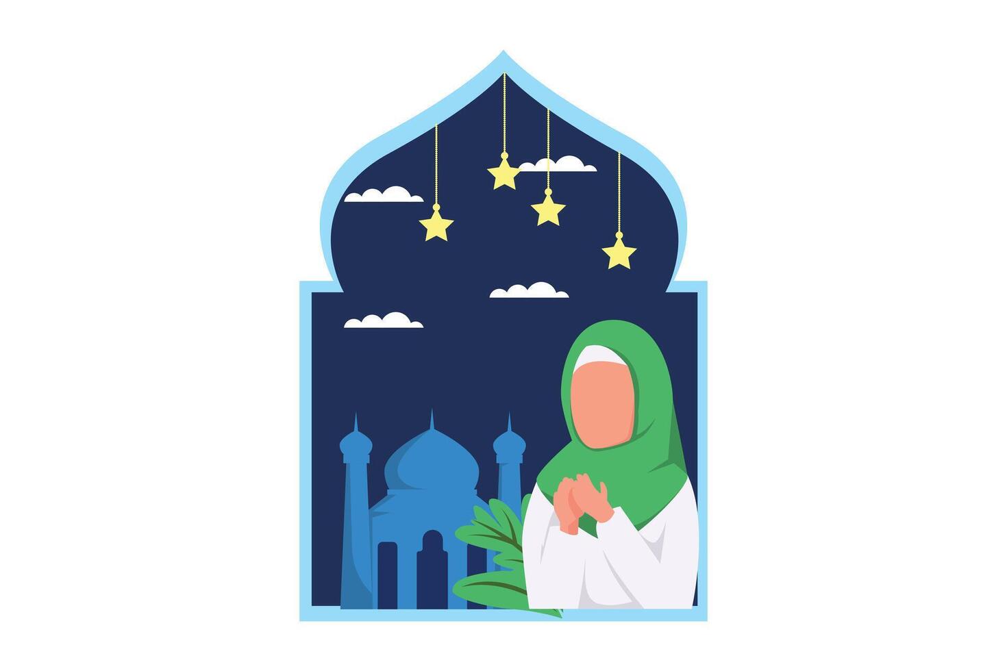 Ramadán kareem plano diseño ilustración vector