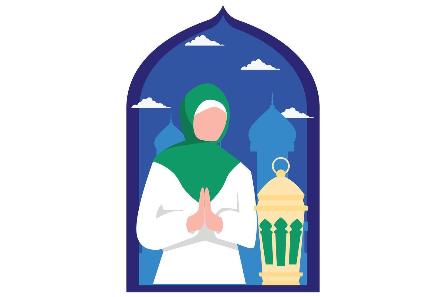 Ramadán kareem plano diseño ilustración vector