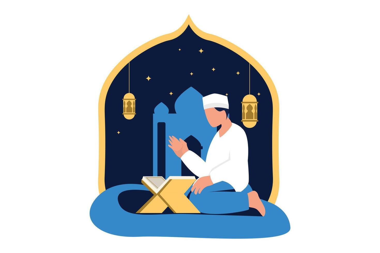 Ramadán kareem plano diseño ilustración vector