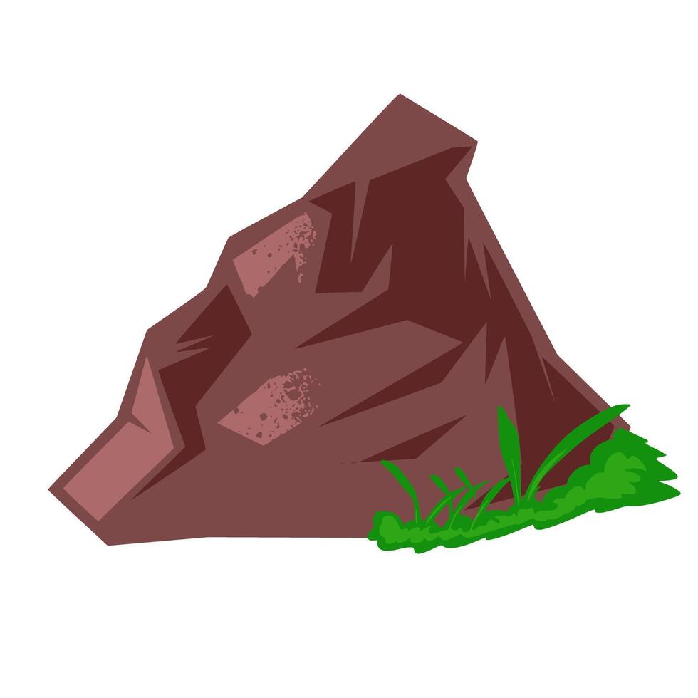 stone Grass Illustration Vector. Element Rock Grass vector