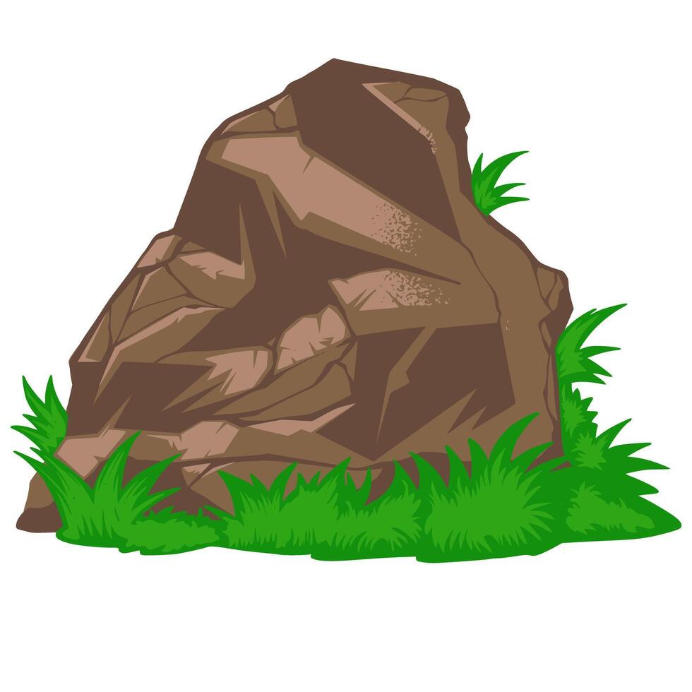 stone Grass Illustration Vector. Element Rock Grass vector