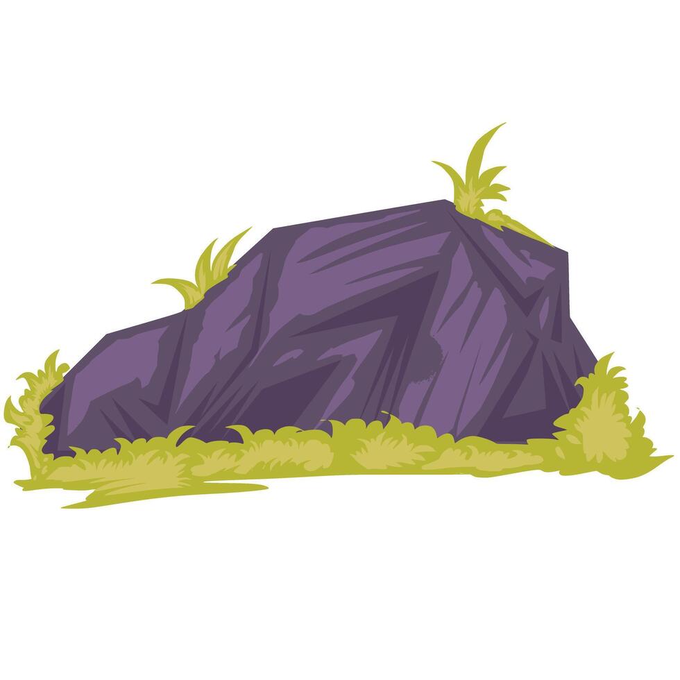 stone Grass Illustration Vector. Element Rock Grass vector