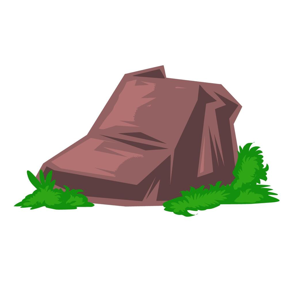 stone Grass Illustration Vector. Element Rock Grass vector