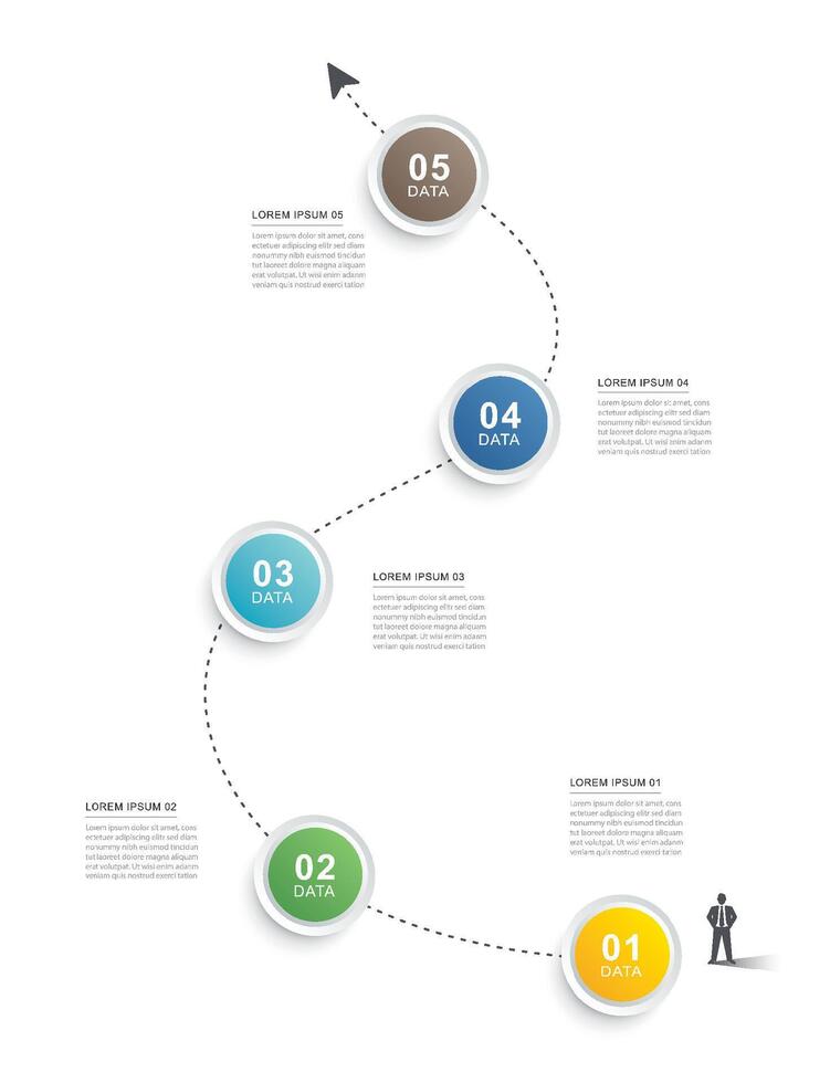 5 data infographics timeline template. Illustration business abstract background. vector