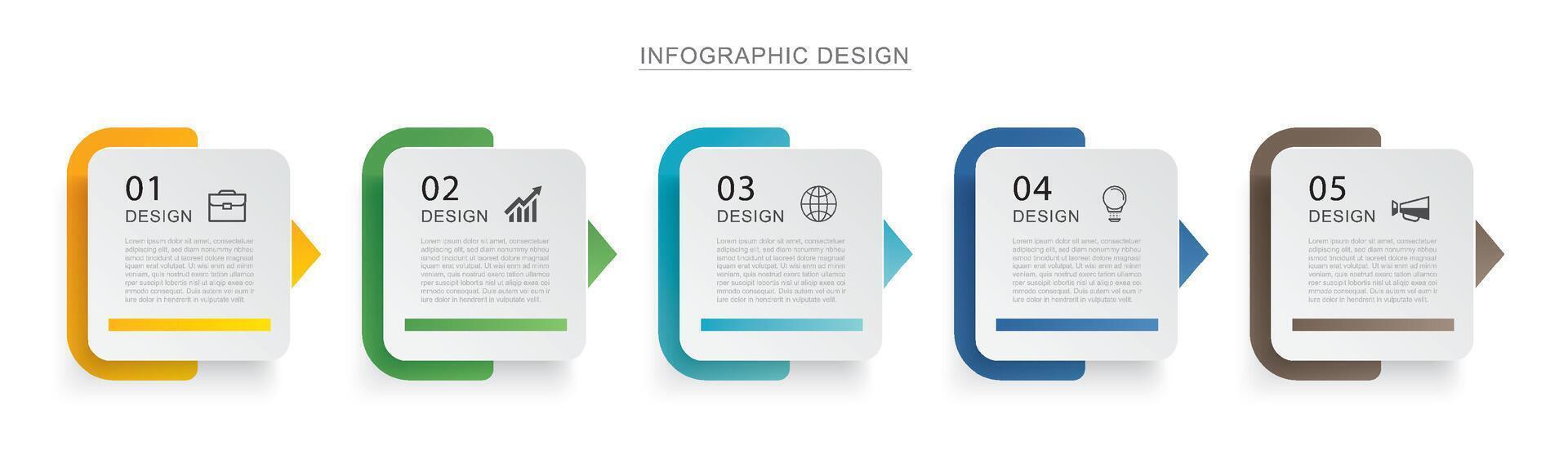5 data infographics timeline tab paper index template. Illustration abstract background. vector
