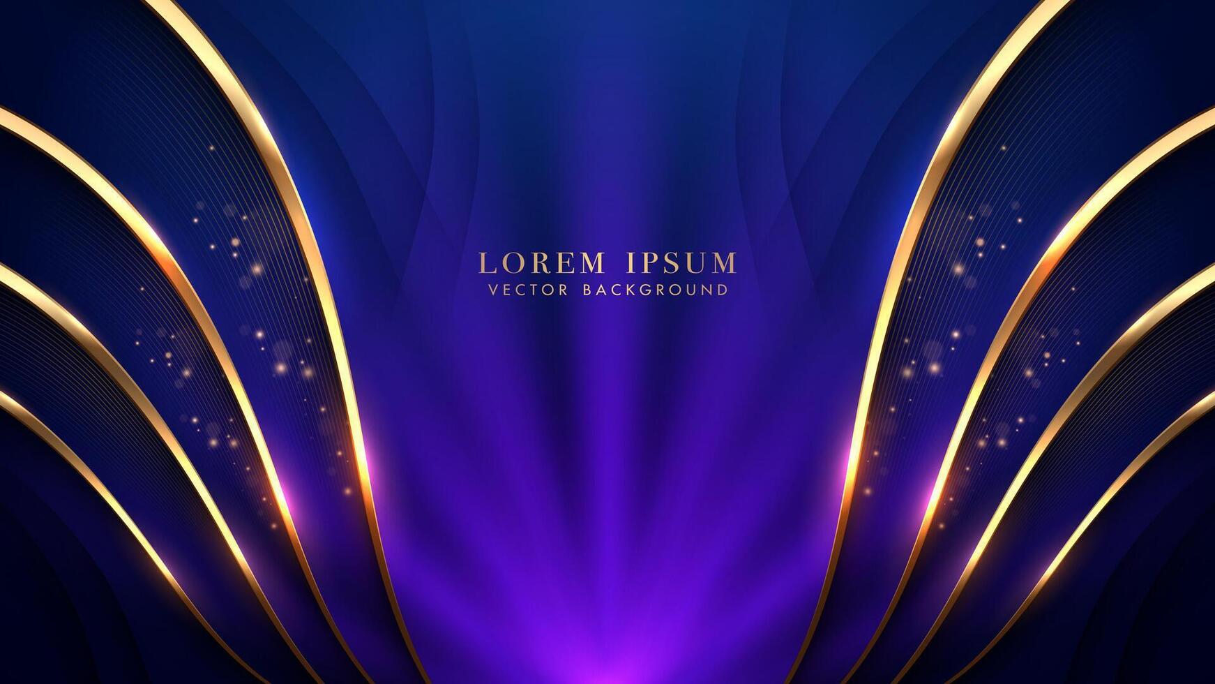 Luxury background with golden lines, dot shiny, blue rays sparkle glowing effect and bokeh decoration. Elegant style vector design