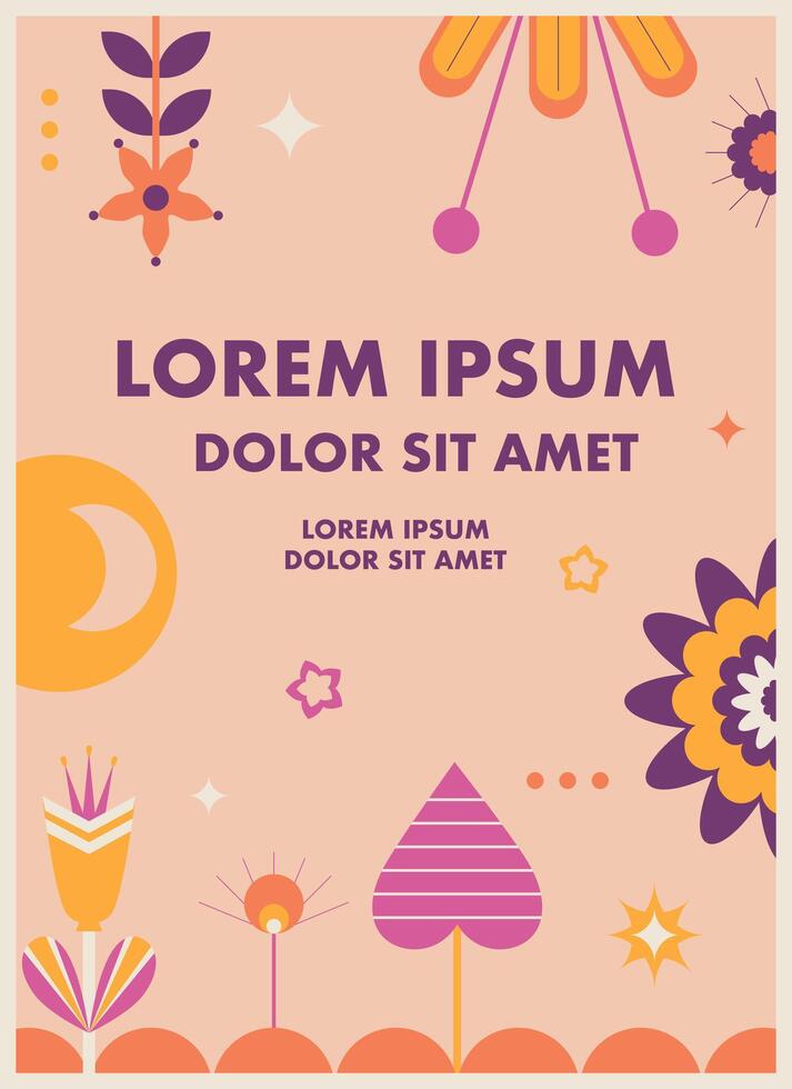 a bright poster template with geometric flowers for events vector