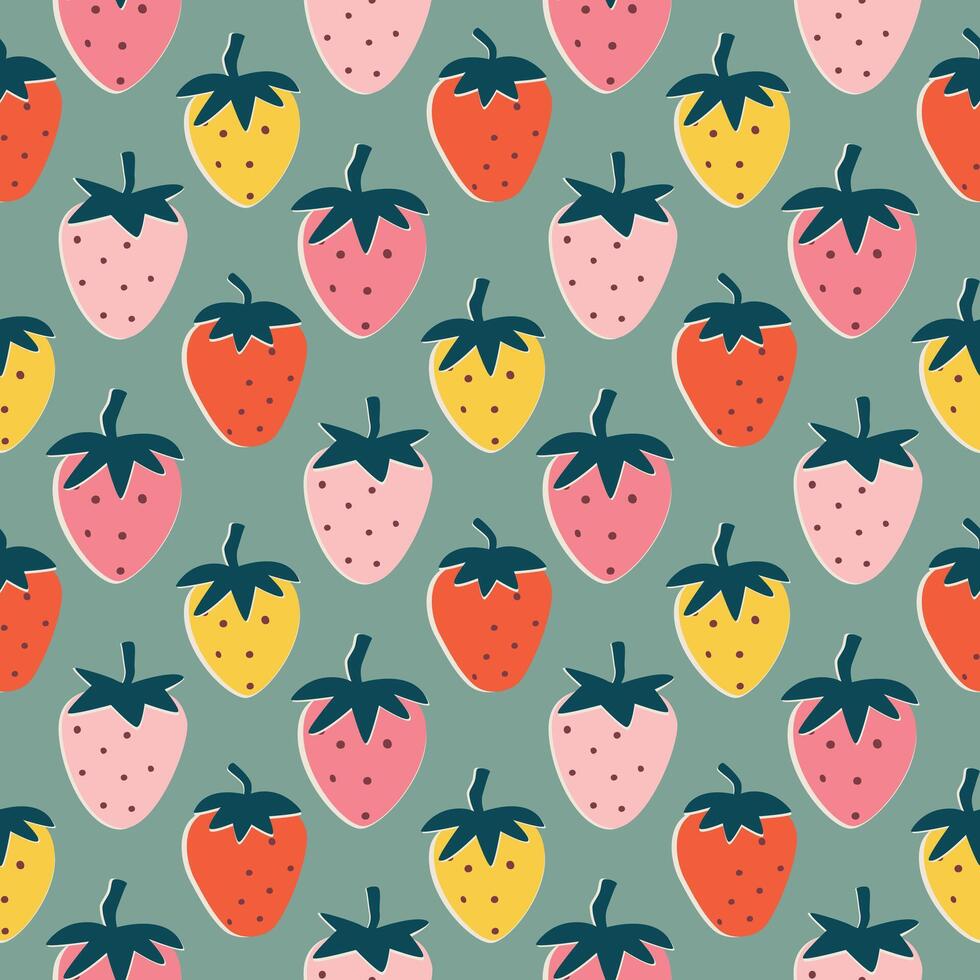 brillante multicolor sin costura modelo con fresas vector ilustración