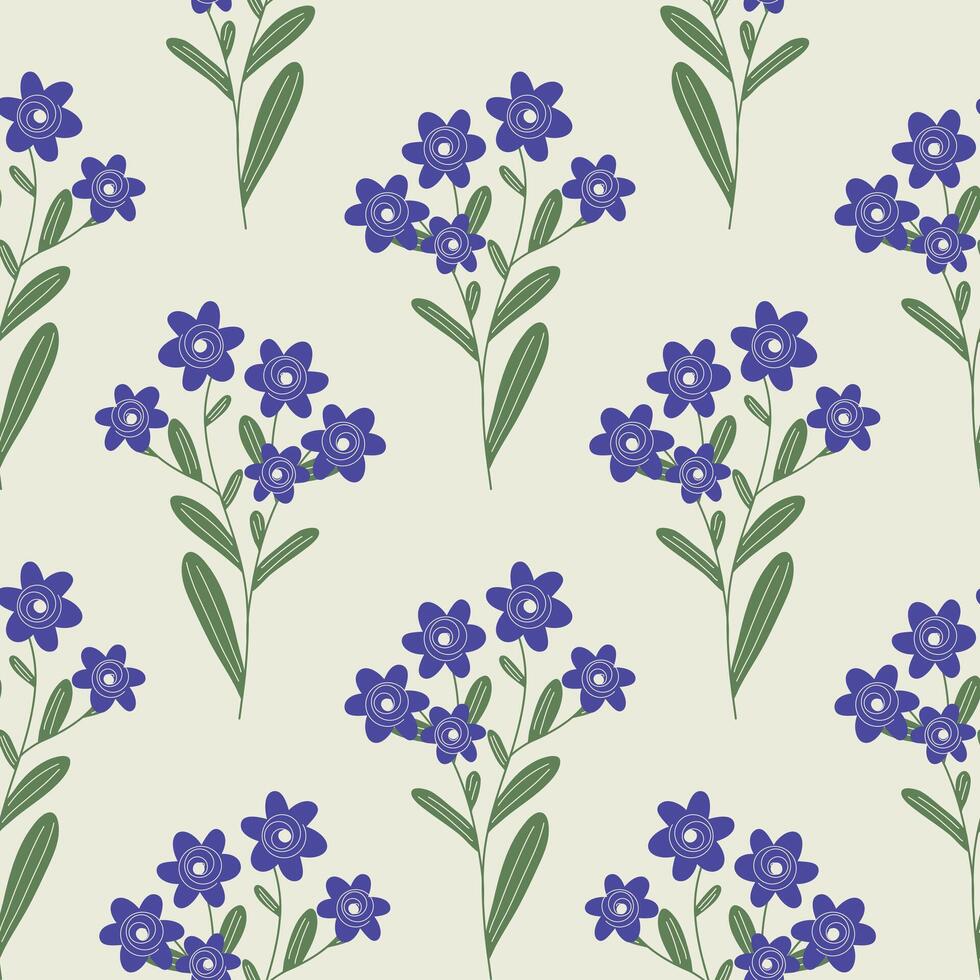 cute soft seamless pattern with a bouquet of purple flowers vector