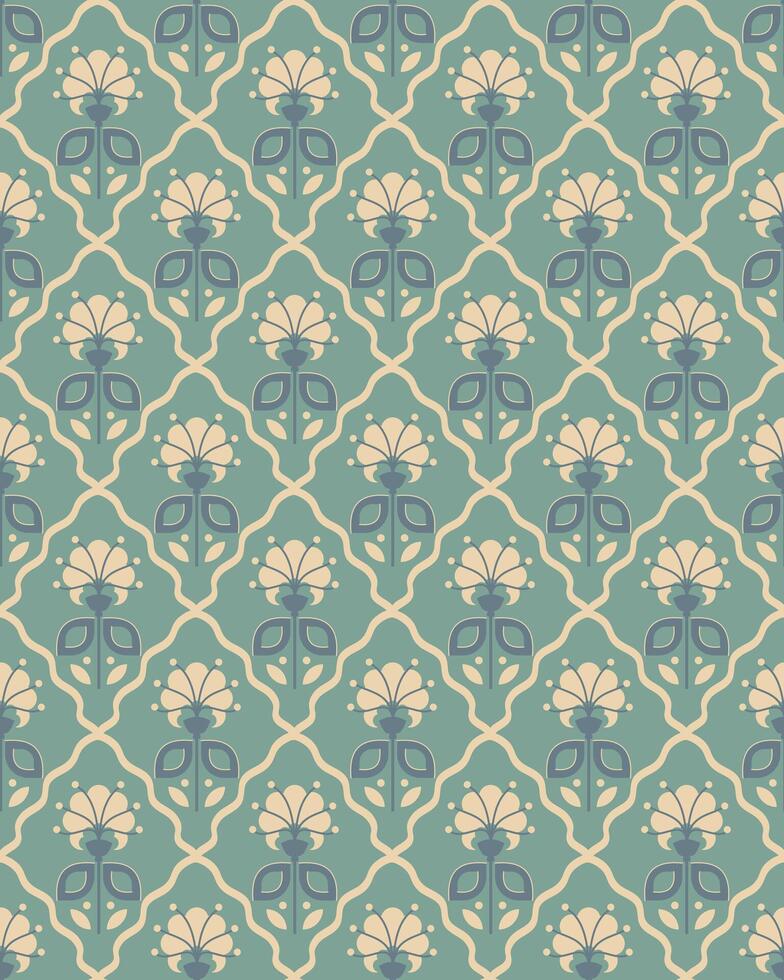 seamless pattern with blue floral ornament vector illustration