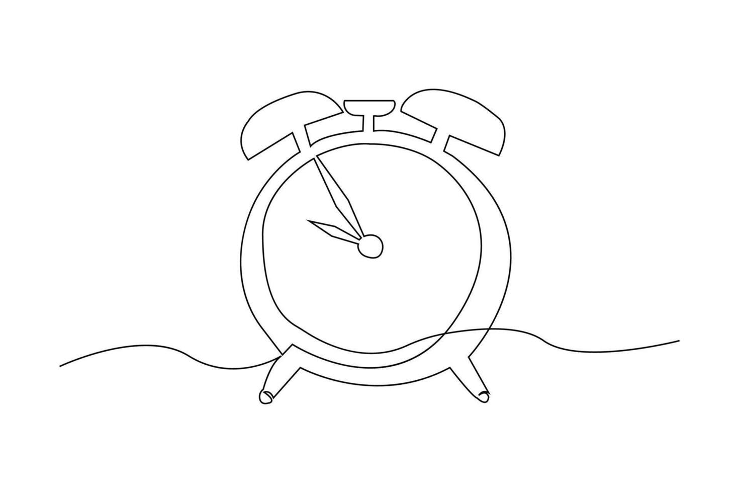 Simple clock hand-drawn continuous line art design. Vector illustration