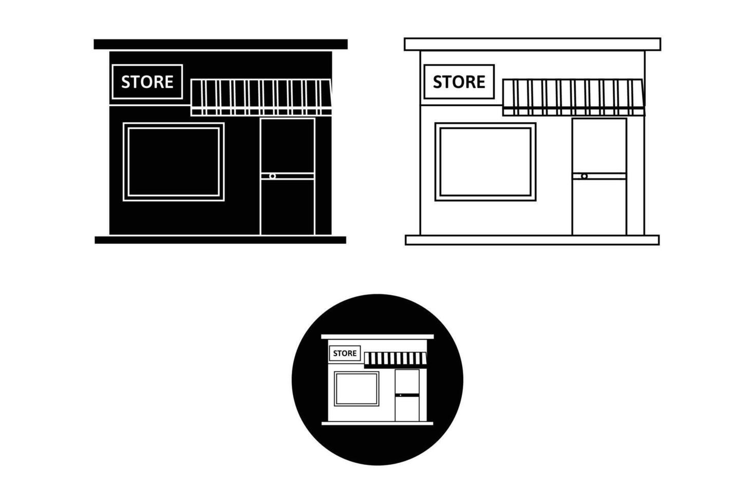 Store outline vector isolated on white background. Store black icon. Vector illustrations.