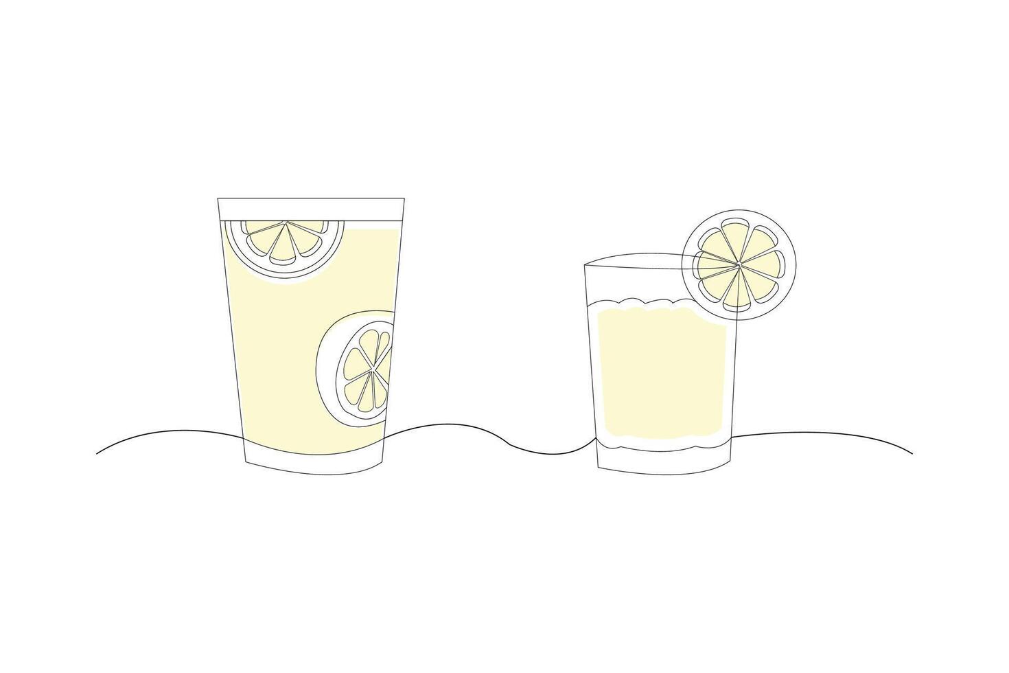 limón jugo en vaso continuo contorno vector aislado en blanco antecedentes.