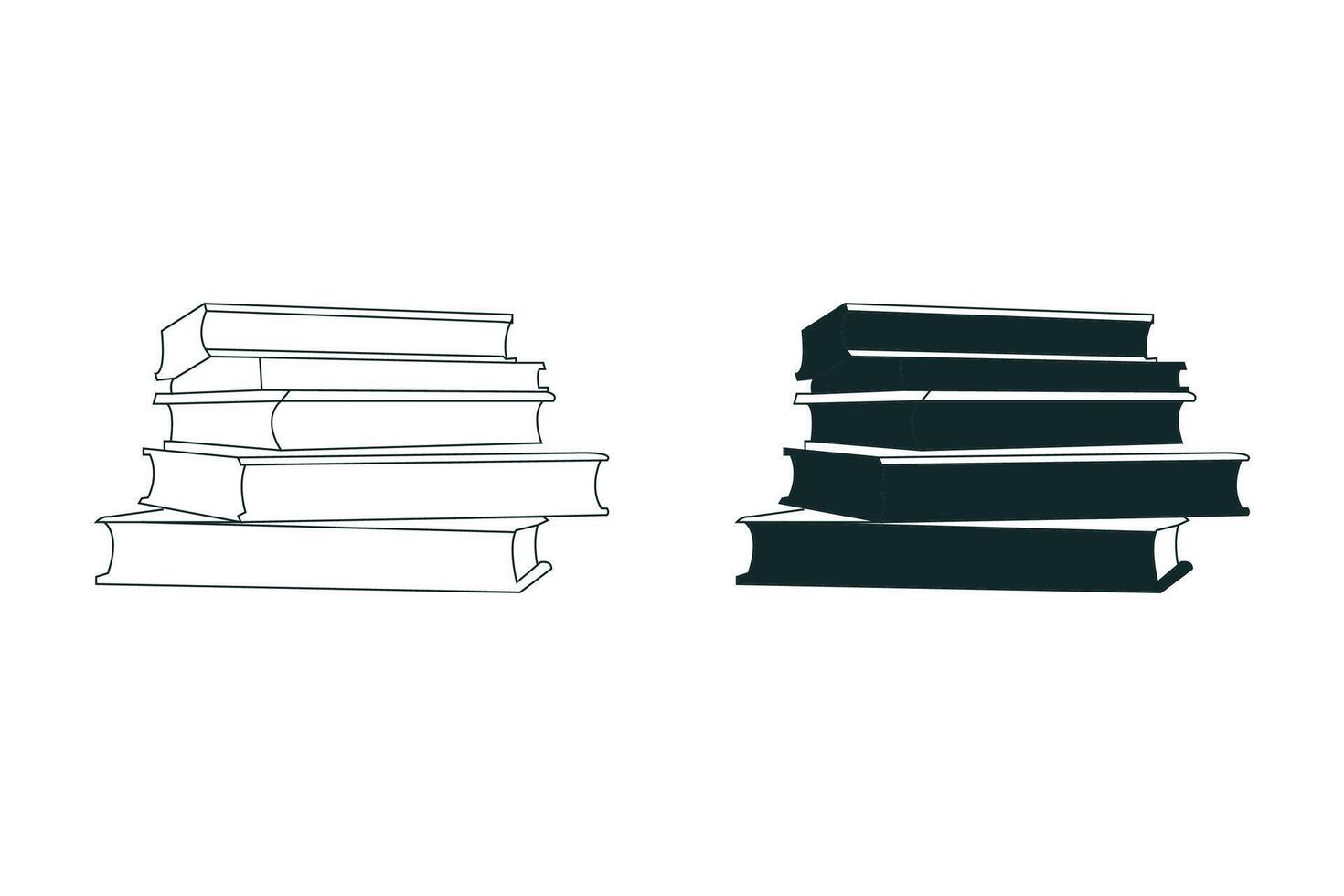 Stack Books outline vector . Pile of Books black icon.