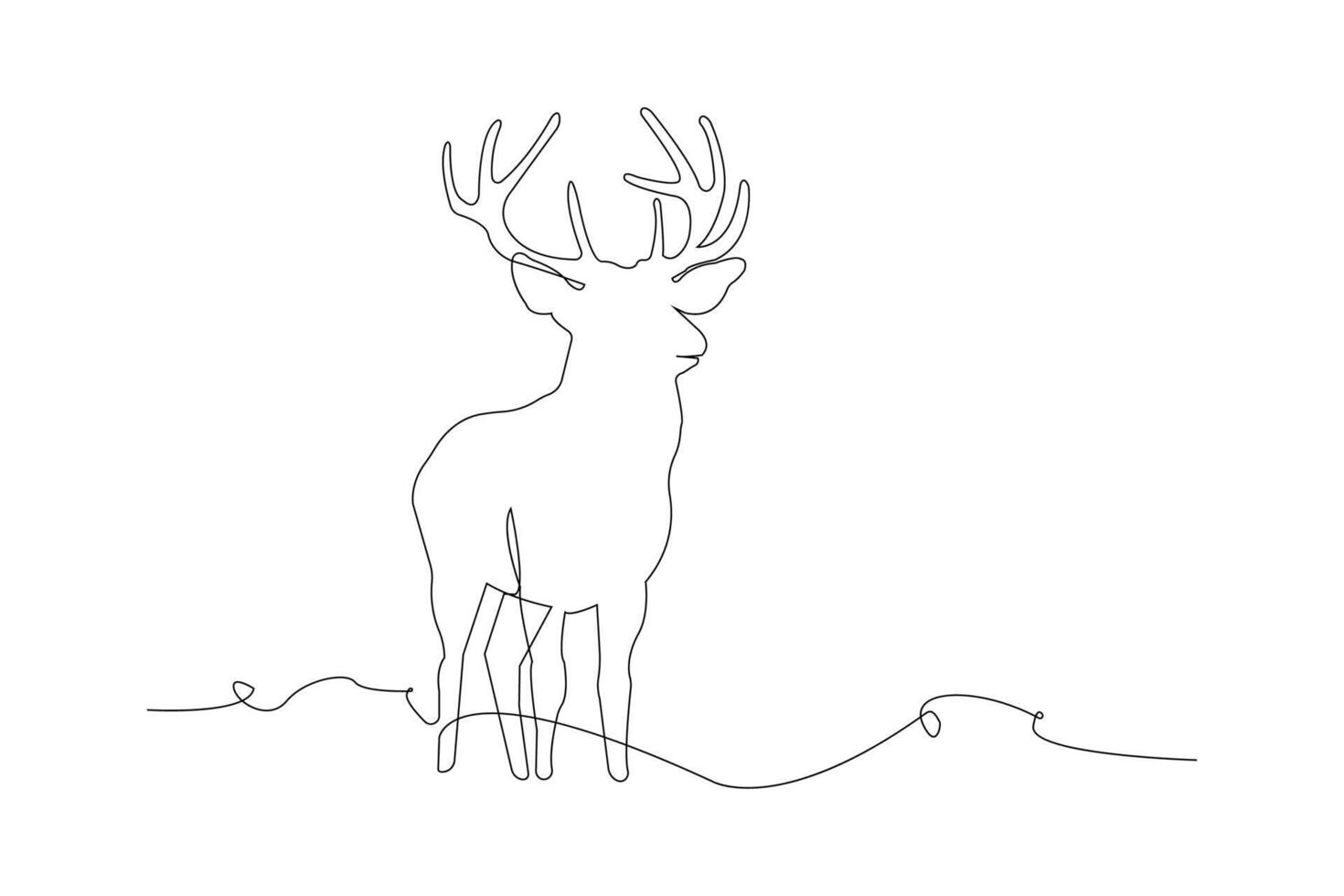 Deer continuous line art drawing. Hand-drawn deer outline vector illustration.